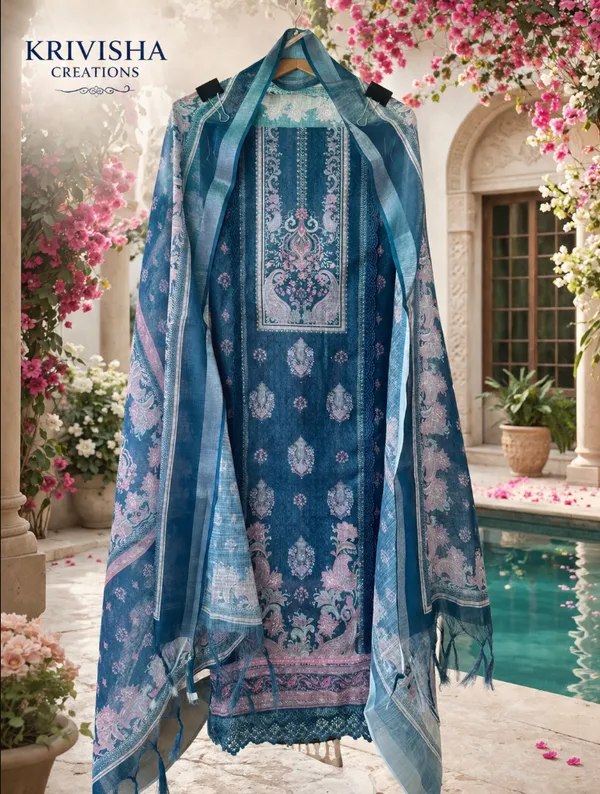 Premium_Blue_Linen_Cotton_unstitched_Suit_Set