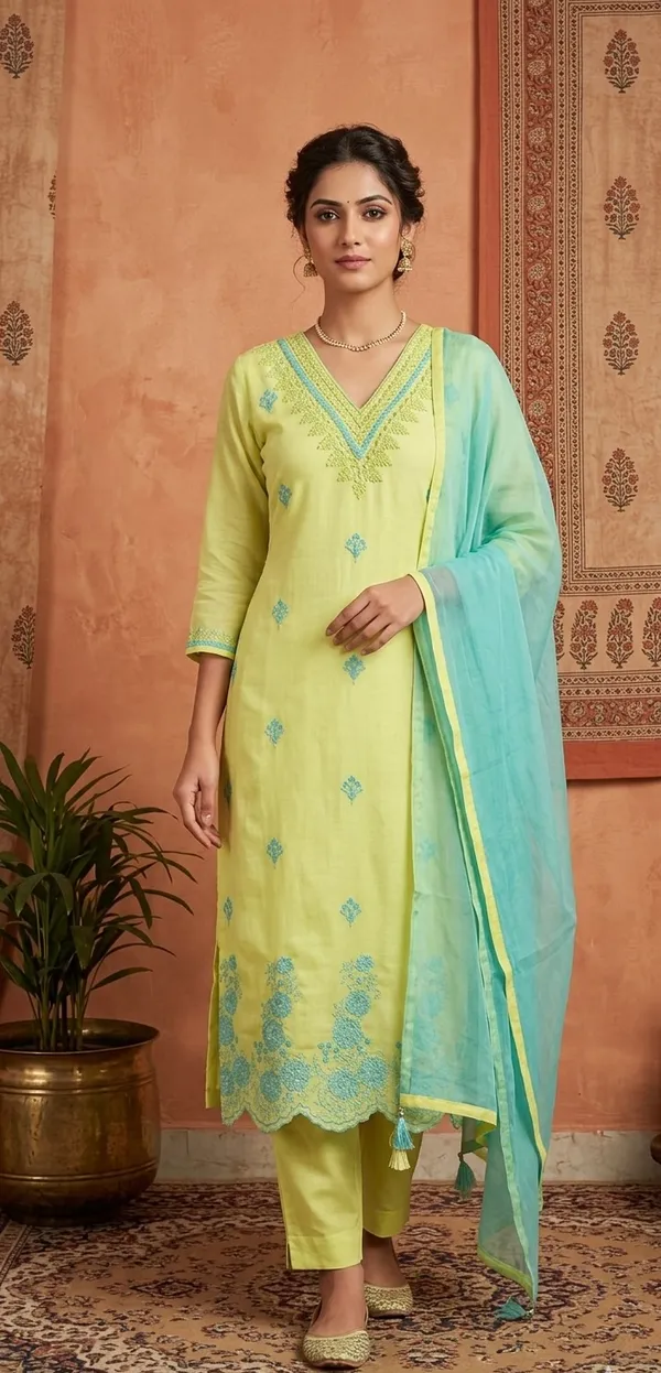 Yellow_Georgette_Embroidered_Unstitched_Suit_Set_For_Women