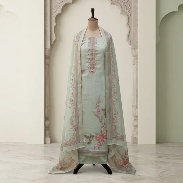 Mint_Green_Shimmer_Maheshwari_Embroidered_Unstitched_Suit_Set_For_Women