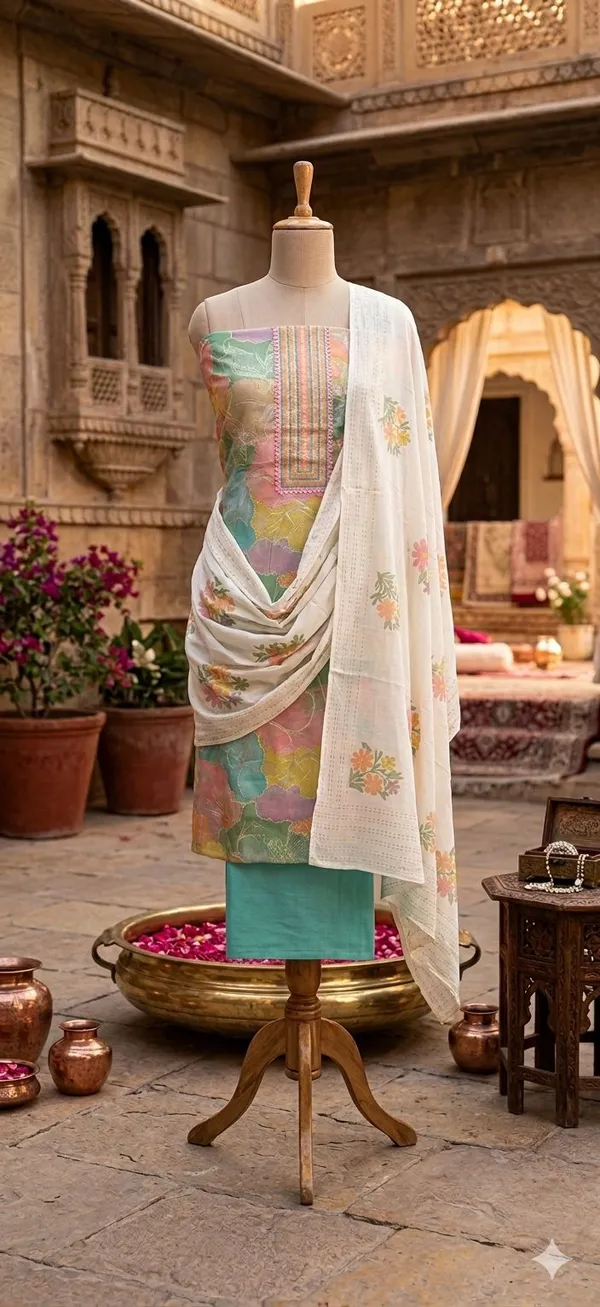 Multi-Colour_Cotton_Floral_Print_Unstitched_Suit_Set_For_Women