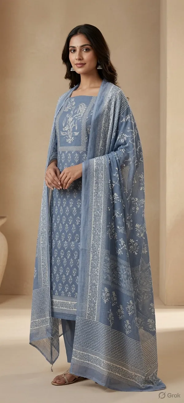 Blue_Glace_Cotton_Floral_Print_Unstitched_Suit_For_Women
