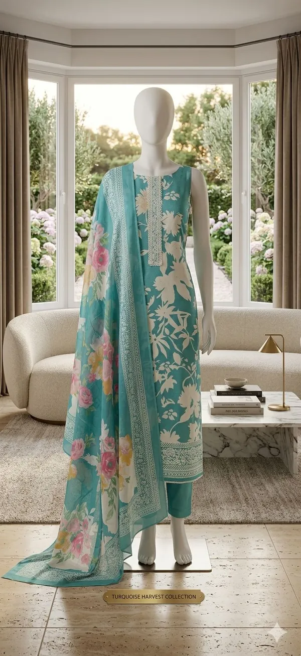 Turquoise_Jam_Cotton_Floral_Print_Unstitched_Suit_Set_For_Women
