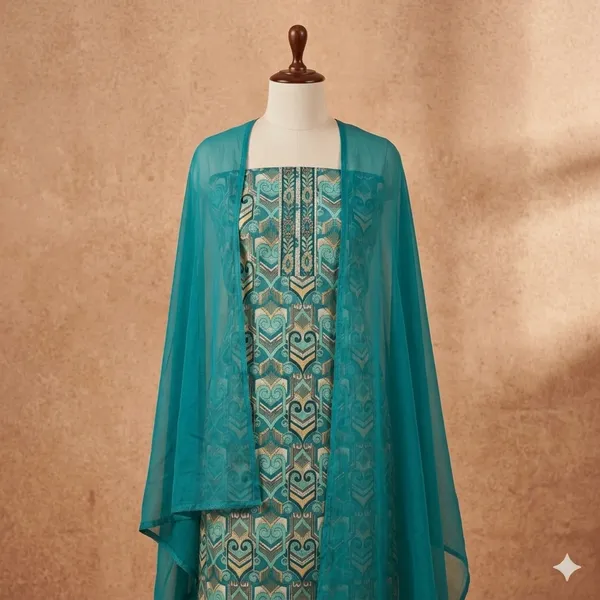 Turquoise_Cotton_Geometric_Print_Unstitched_Suit_Set_For_Women