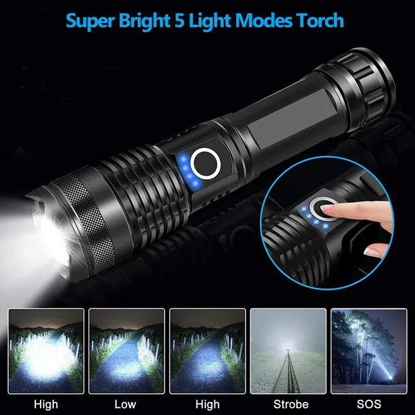 376_Rechargeable_Metal_LED_Torch_with_Zoom_and_6_Light_Modes_Torch_(Black,_16_cm,_Rechargeable)