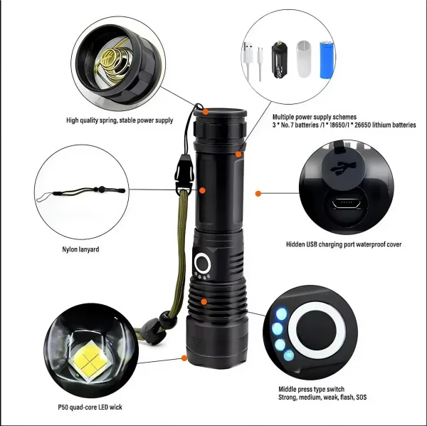 376_Torch,_High_Power_Rechargeable_LED_Torch_Light,_Long_Range_Flashlight_8_Hours_Torch_Emergency_Light_