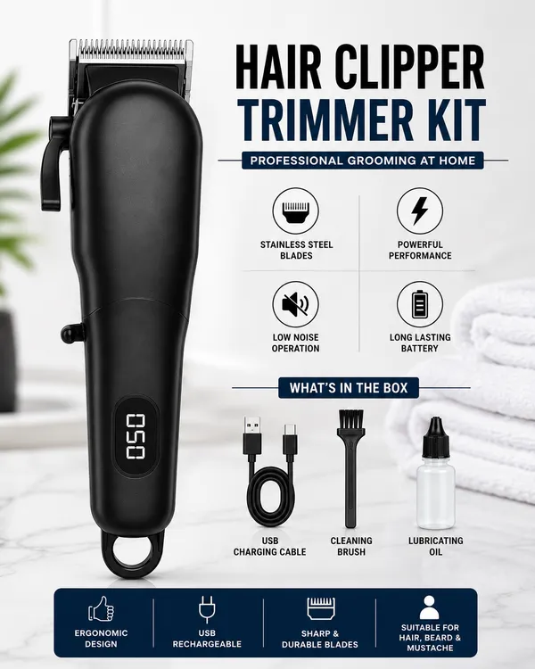 Hair_Clipper_with_LED_Battery_Display_|_Low_Noise_Rechargeable_Beard_Trimmer_Trimmer_120_min__Runtime_5_Length_Settings_(Black)