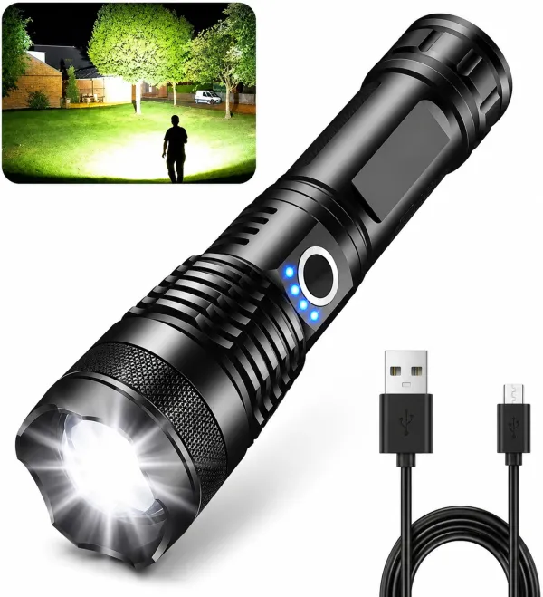 PowerLite_Pro_Rechargeable_Super_Bright_LED_Flashlight_Torch_with_USB_Charging,_Zoom_Focus_&_5_Lighting_Modes_for_Camping,_Emergency_&_Outdoor_Use