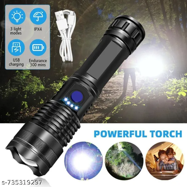 Super_Bright_Rechargeable_LED_Flashlight_Torch_with_USB_Charging_|_5_Lighting_Modes_|_Zoom_Focus_|_Waterproof_Metal_Body_|_Long_Battery_Backup