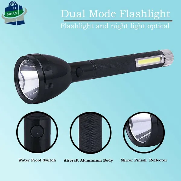 2_Mode_Power_Full_Led_Rechargeable_Long_Range_Torch_Up_To_1_Km_With_5_W_And_3_W_6_Hrs