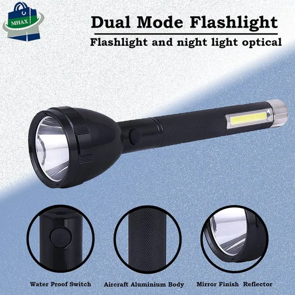 2_Mode_Powerfull_Led_Rechargeable_Long_Range_Torch_Up_To_1_Km_With_5_W_And_3_W_6_Hrs