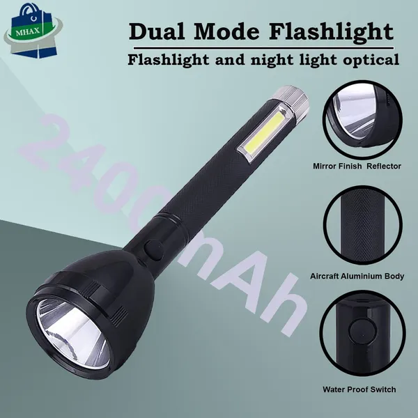 2_Mode_Powerfull_Led_Rechargeable_Long_Range_Torch_Up_To_1_Km_With_Backlight_6_Hrs