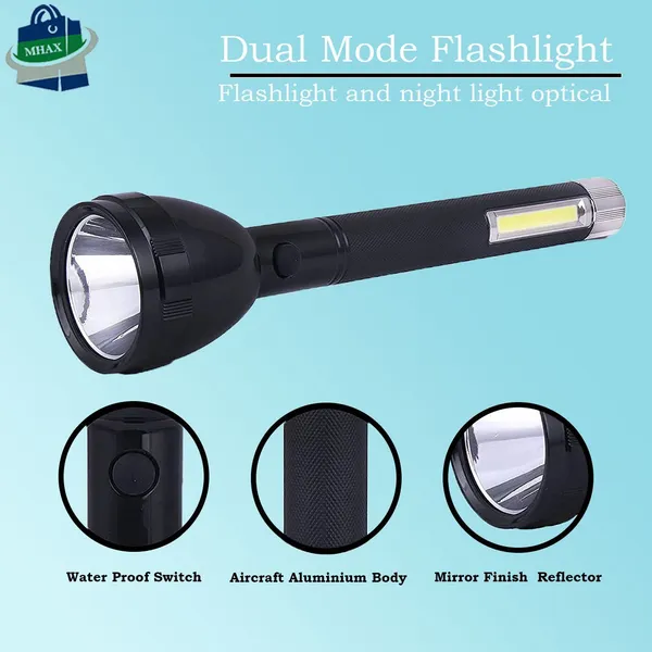 2_Mode_Powerfull_Led_Rechargeable_Long_Range_Torch_Up_To_1_Km_With_Backlight_6_Hrs