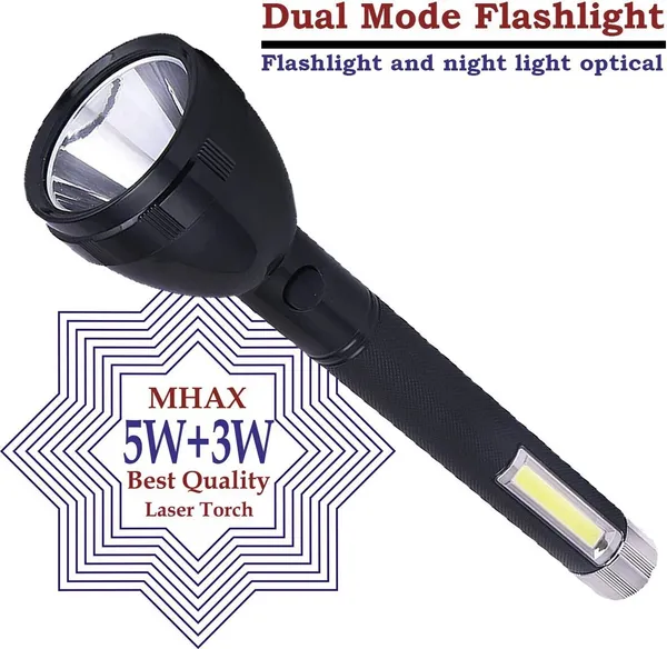2_Mode_Powerfull_Led_Rechargeable_Long_Range_Torch_Up_To_1_Km_With_Backlight_6_Hrs