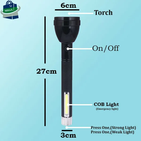 2_Mode_Powerfull_Led_Rechargeable_Long_Range_Torch_Up_To_1_Km_With_Backlight_6_Hrs