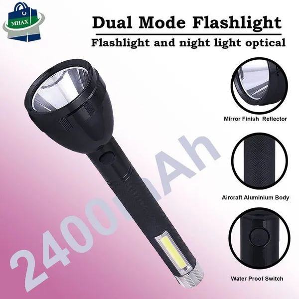 2_Mode_Powerfull_Led_Rechargeable_Long_Range_Torch_Up_To_1_Km_With_Backlight_6_Hrs