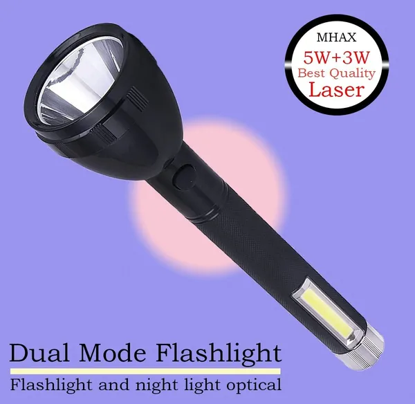 2_Mode_5_W_And_3_W_Lithium_Torch_2400_Mah_Rechargeable_Battery_Long_Life_Super_Bright