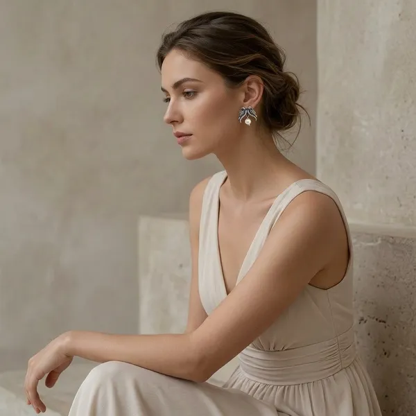 Silver_German_Silver_Bow_Stud_Earrings_With_Pearl_Drop_For_Women_-_Pack_of_2