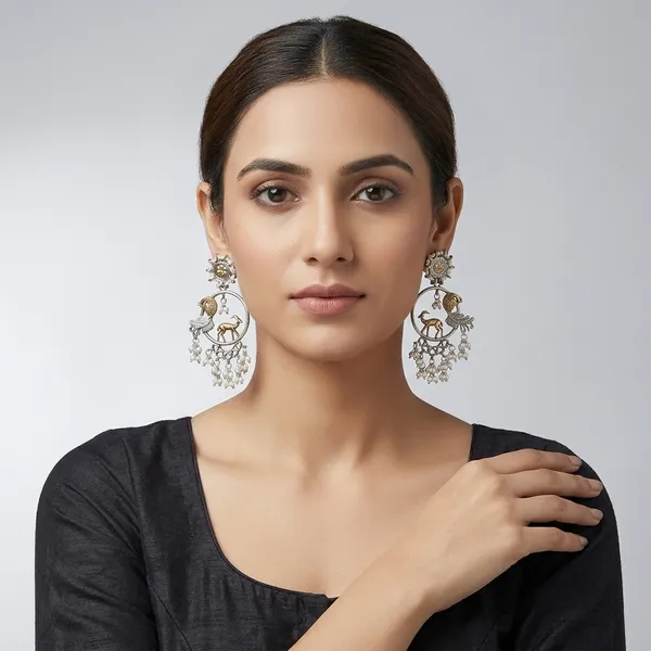 Dual_Tone_German_Silver_Peacock_Chandbali_Earrings_For_Women