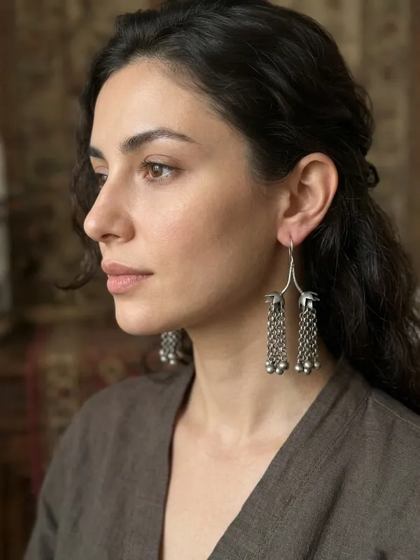 Silver_German_Silver_Jhumka_Earrings_With_Chain_Tassel_For_Women