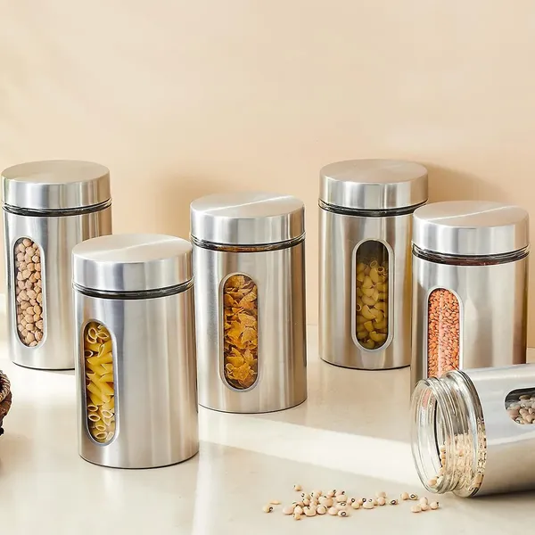 1000ML_Stainless_Steel_Canister_Glass_jar_Pack_of_2_V_Lid,_Premium_Pantry_Organizers_Containers_Perfect_Kitchen_Storage_For_Canning