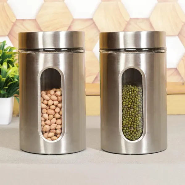 1000ML_Stainless_Steel_Canister_Glass_jar_Pack_of_2_V_Lid,_Premium_Pantry_Organizers_Containers_Perfect_Kitchen_Storage_For_Canning