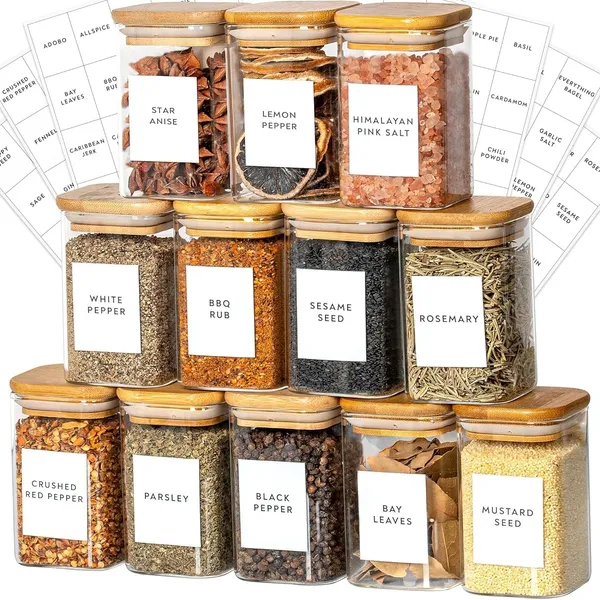 Vilon_9oz_Glass_Spice_Jars_Set_Of_12_With_Bamboo_Lids_White_Vinyl_Labels_Square_Airtight_Kitchen_Storage_Containers_For_Spices_Herbs_Seasonings