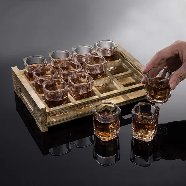 Heavy_Base_Tequila_Shot_Glass_60_Ml_Set_6_Crystal_Square_Shot_Glasses_For_Party_Bar_Vodka__Transparent_Brown_Tray_Not_Include
