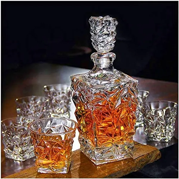 Vilon_Crystal_Clear_7_Pcs_Decanter_And_Glasses_Set_Stylish_1_Decanter_And_6_Pcs_Glass_Set_Perfect_For_Whiskey_Scotch_Wine_Vodka_Tequila_Rum