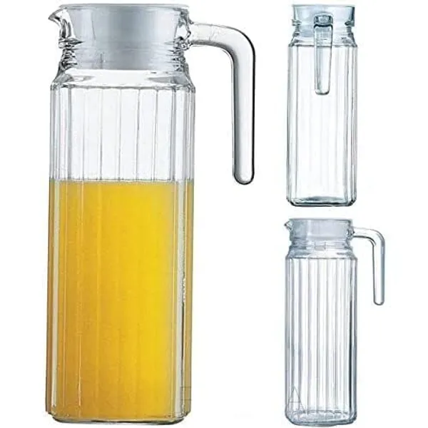 Vilon_Premium_1100ml_Glass_Water_Jug_With_Plastic_Lid_Handle_1_1l_Transparent_Beverage_Carafe_For_Home_Office_Etc_Pitcher_For_Serve_Water_Milk_Juice_Beverage_Chaas_Cocktail_Lining_Jug