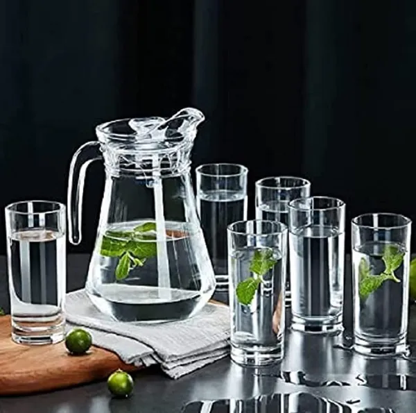 Vilon_Italian_Premium_Jug_Set_Of_1_With_Stylish_Glasses_For_Serving_Water_Juice_Cold_Drinks_And_Other_Drinking_Bavrage_6_Water_Glass_280_Ml_Jug_1100_Ml_Color_Transparent_Clear