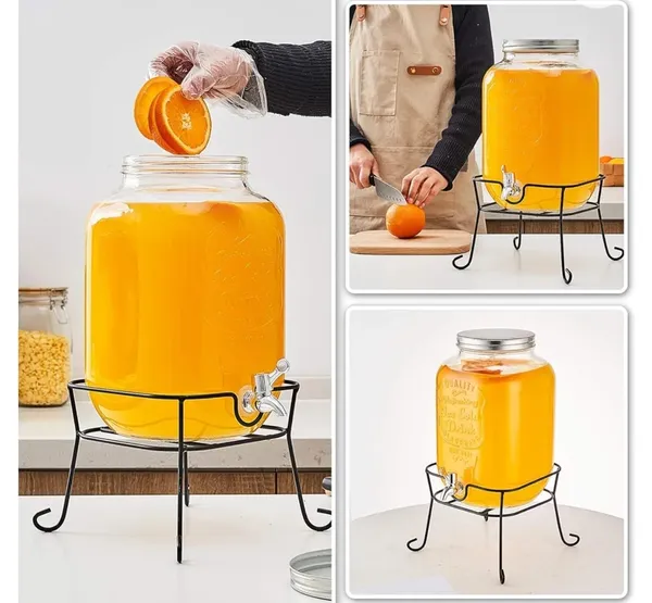 Vilon_Glass_Iced_Drink_Dispensers_With_Stand_Ans_Spout_Tap_Steel_Lid_Cold_Beverage_Dispenser_For_Beer_Water_Cocktails_And_More_Capacity_5_Litres_Clear_5_Litre_Detox_With_Stand