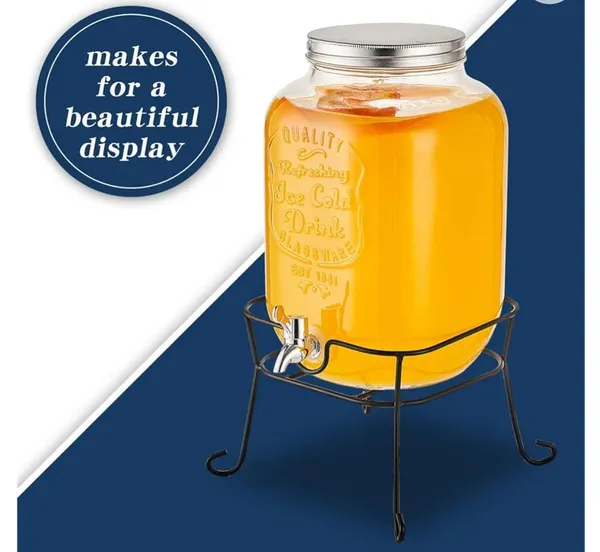 Vilon_Glass_Iced_Drink_Dispensers_With_Stand_Ans_Spout_Tap_Steel_Lid_Cold_Beverage_Dispenser_For_Beer_Water_Cocktails_And_More_Capacity_5_Litres_Clear_5_Litre_Detox_With_Stand