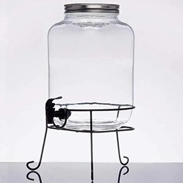 Vilon_Glass_Iced_Drink_Dispensers_With_Stand_Ans_Spout_Tap_Steel_Lid_Cold_Beverage_Dispenser_For_Beer_Water_Cocktails_And_More_Capacity_5_Litres_Clear_5_Litre_Detox_With_Stand