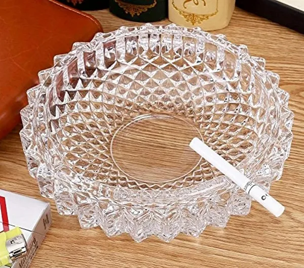 Crystal_Clear_Glass_Ashtray_Smoke_Collectible_For_Cigarettes_And_Cigars_Home_Car_Or_Office_Use_Tabletop_Ashtray_Indoor_And_Outdoor_Desktop_Smoking_Accessory_Elegant_Ashtray_-_Pack_of_2