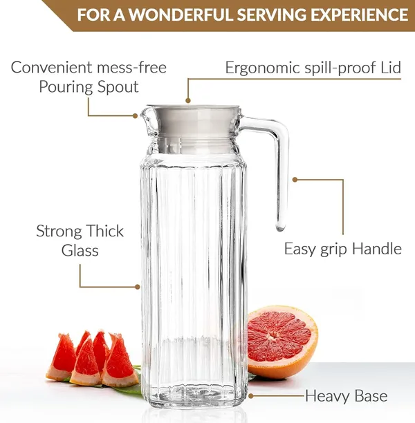 1100_Ml_Pack_Of_2_Glass_Pitcher_With_Lid_Beverage_Serveware_And_Storage_Container_For_Hot_Or_Cold_Drinks_Fridge_Jug_Juice_Container_Or_Milk_Jug