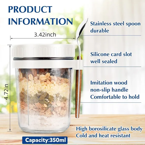 350ml_Oats_Container_Set_Of_1_With_Lids_Spoon_Leak_Proof_Glass_Mason_Jar_For_Overnight_Oats_Cereal_Fruit_Milk_Salad_Yogurt_Random_Color_-_Pack_of_2