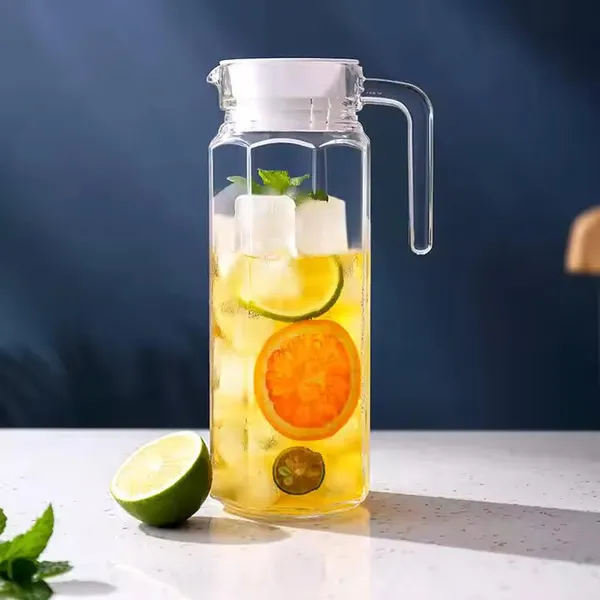Vilon_1100ml_Glass_Water_Jug_With_Plastic_Lid_Handle_Beverage_Carafe_For_Home_Office_Etc_Pitcher_For_Serve_Water_Milk_Juice_Beverage_Chaas_Cocktail_1100ml_Hexa_Jug