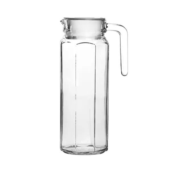 Vilon_1100ml_Glass_Water_Jug_With_Plastic_Lid_Handle_Beverage_Carafe_For_Home_Office_Etc_Pitcher_For_Serve_Water_Milk_Juice_Beverage_Chaas_Cocktail_1100ml_Hexa_Jug