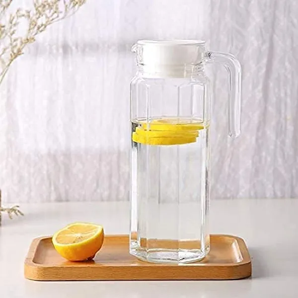 Vilon_1100ml_Glass_Water_Jug_With_Plastic_Lid_Handle_Beverage_Carafe_For_Home_Office_Etc_Pitcher_For_Serve_Water_Milk_Juice_Beverage_Chaas_Cocktail_1100ml_Hexa_Jug