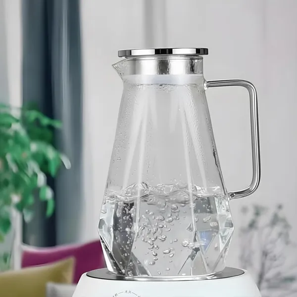 1.6Liter_Premium_Glass_Water_Jug_With_Stainless_Steel_Lid_1600ml_Borosilicate_Glass_Carafe_For_Fridge_Large_Beverage_Pitcher_For_Juice_Iced_Tea_Milk_Elegant_Modern_Serving_Jug