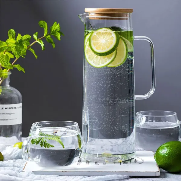 1100ml_Glass_Water_Bottle_With_Natural_Bamboo_Lid_1_1l_Borosilicate_Glass_Carafe_Eco_Friendly_Leak_Proof_Refrigerator_Bottle_For_Water_Juice_Heat_Resistant_Bpa_Free_Drinking_Bottle