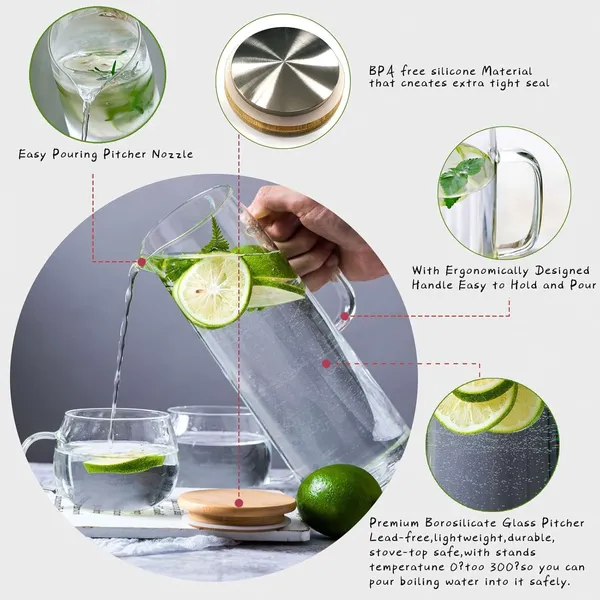 1100ml_Glass_Water_Bottle_With_Natural_Bamboo_Lid_1_1l_Borosilicate_Glass_Carafe_Eco_Friendly_Leak_Proof_Refrigerator_Bottle_For_Water_Juice_Heat_Resistant_Bpa_Free_Drinking_Bottle
