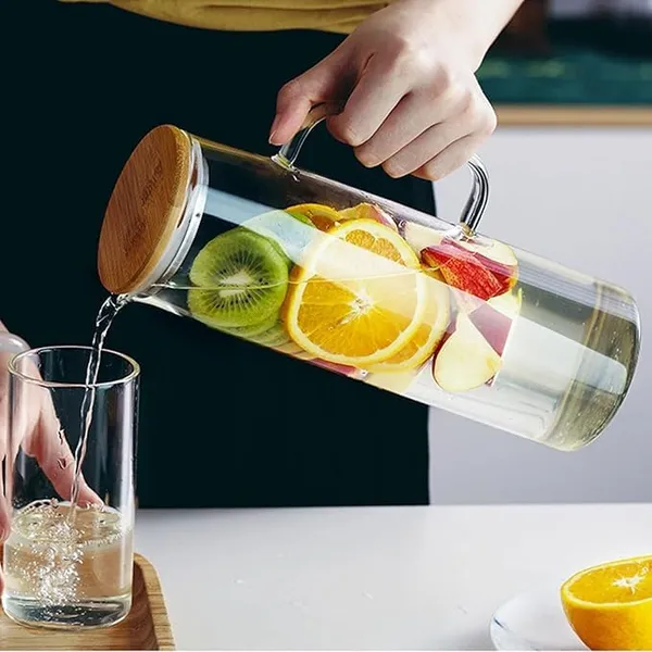 1100ml_Glass_Water_Bottle_With_Natural_Bamboo_Lid_1_1l_Borosilicate_Glass_Carafe_Eco_Friendly_Leak_Proof_Refrigerator_Bottle_For_Water_Juice_Heat_Resistant_Bpa_Free_Drinking_Bottle
