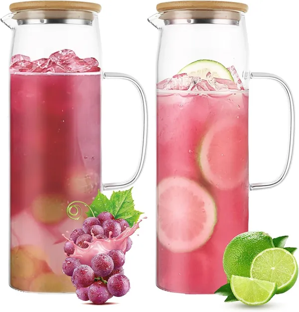 1100ml_Glass_Water_Bottle_With_Natural_Bamboo_Lid_1_1l_Borosilicate_Glass_Carafe_Eco_Friendly_Leak_Proof_Refrigerator_Bottle_For_Water_Juice_Heat_Resistant_Bpa_Free_Drinking_Bottle