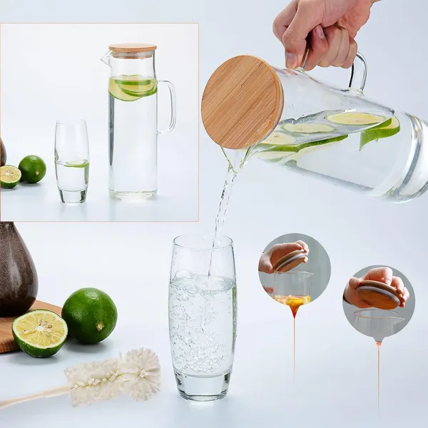 1100ml_Glass_Water_Bottle_With_Natural_Bamboo_Lid_1_1l_Borosilicate_Glass_Carafe_Eco_Friendly_Leak_Proof_Refrigerator_Bottle_For_Water_Juice_Heat_Resistant_Bpa_Free_Drinking_Bottle