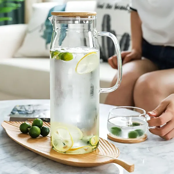 1100ml_Glass_Water_Bottle_With_Natural_Bamboo_Lid_1_1l_Borosilicate_Glass_Carafe_Eco_Friendly_Leak_Proof_Refrigerator_Bottle_For_Water_Juice_Heat_Resistant_Bpa_Free_Drinking_Bottle