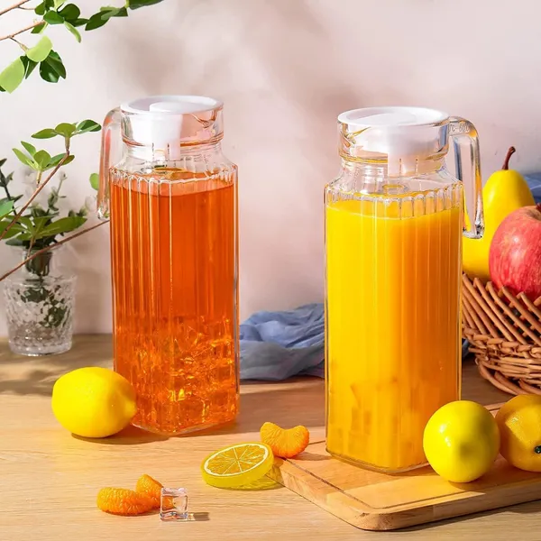 1100_Ml_Pack_Of_2_Glass_Pitcher_With_Lid_Beverage_Serveware_And_Storage_Container_For_Hot_Or_Cold_Drinks_Fridge_Jug_Juice_Container_Or_Milk_Jug