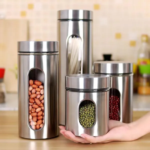 1000ML_Stainless_Steel_Canister_Glass_Jar_With_Lid,_Premium_Pantry_Organizers_Containers_&_Perfect_Kitchen_Storage_For_Canning_Cereal,_Pasta_&_Beans_Containers_Set_Of_6_