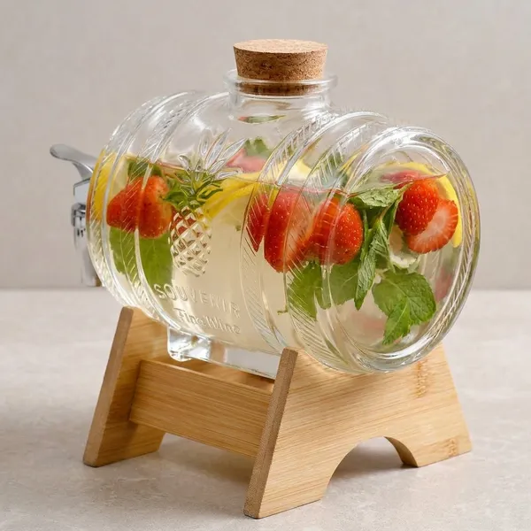 Vilon_Glass_Iced_Drink_Dispensers_With_Spout_And_Tap_Steel_Lid_Cold_Beverage_Dispenser_For_Beer_Water_Cocktails_And_More_Capacity_5_Litres_Clear_5_5_Ltr_Barrel_Dispenser