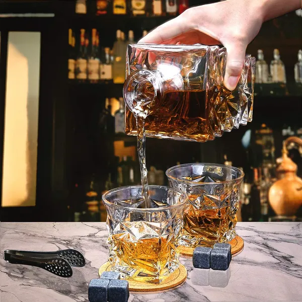 Style_Crystal_Clear_Glass_Decanter_Storage_Container_For_Liquor_Whisky_Vodka_Scotch_Wine_Rum_Brandy_Champagne_Tequila_Beer_Juice_1000ml_Square_Decanter_With_6_Glass_250ml